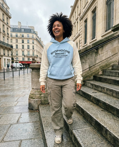 The ShopHoodie® Mindset Holiday & Sunshine Heavyweight Color-Block Raglan Hoodie by Shop Hoodie