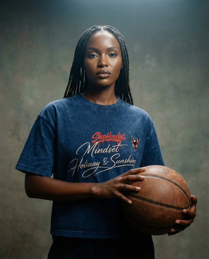 ShopHoodie® Mineral Wash Boxy Cotton T-Shirt – Mindset Holiday & Sunshine Signature