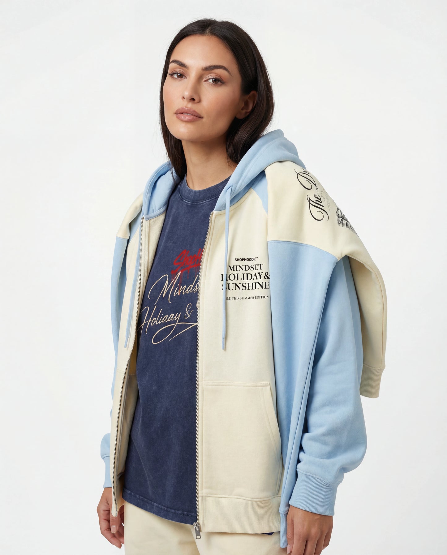 The ShopHoodie® Mindset Holiday & Sunshine Heavyweight Color-Block Raglan Hoodie by Shop Hoodie
