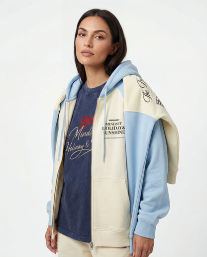 The ShopHoodie® Mindset Holiday & Sunshine Heavyweight Color-Block Raglan Hoodie by Shop Hoodie