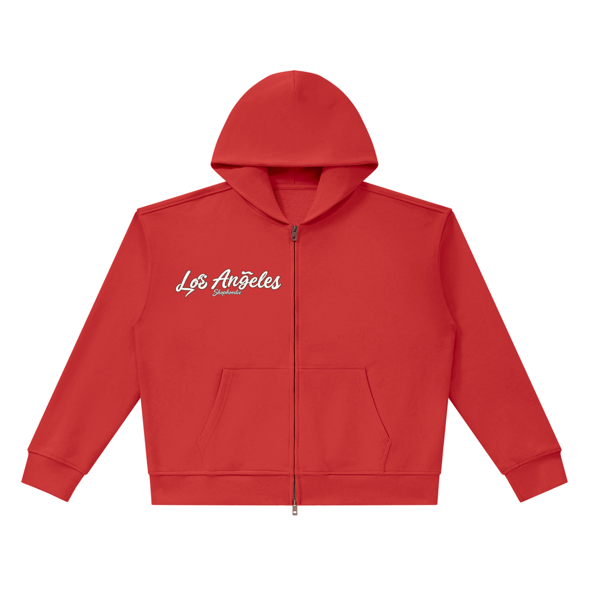 SHOPHOODIE® LOS ANGELES heavyweight full-zip boxy hoodie — 420 GSM, 100% cotton — product view 9