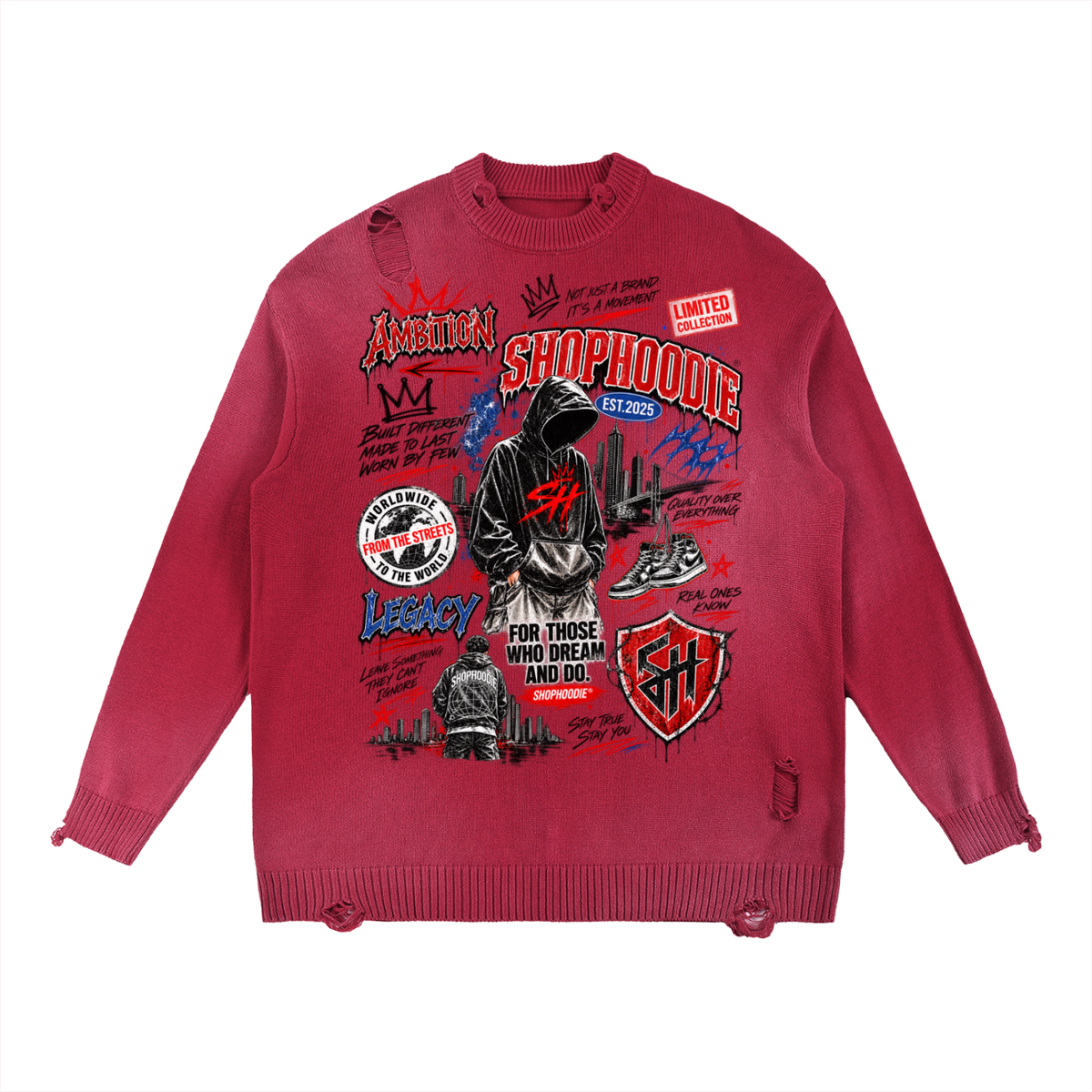SHOPHOODIE® Sunfade Distressed Oversized Crewneck Sweatshirt — 425 GSM — product image 3
