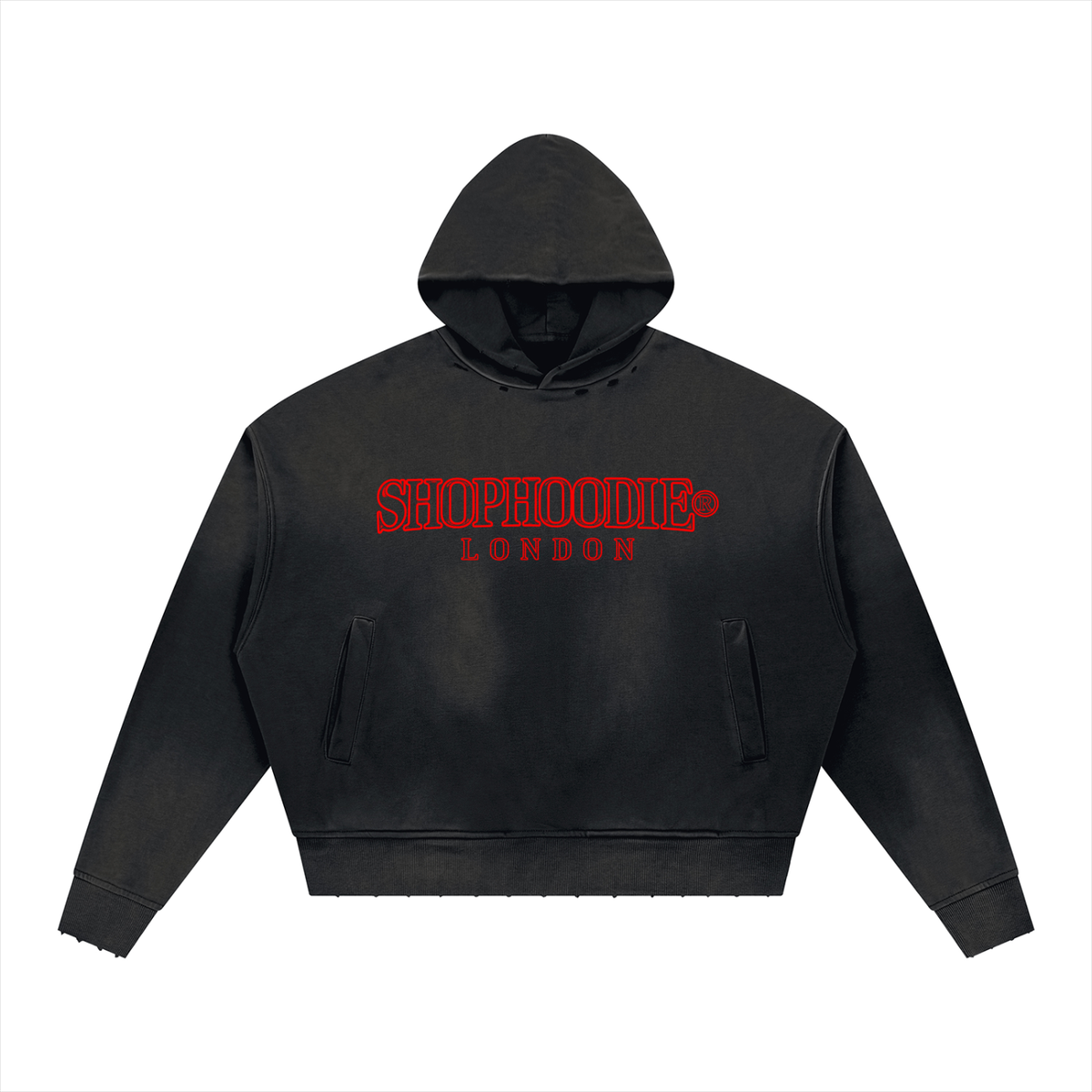SHOPHOODIE® LONDON Sunfade Distressed Boxy Hoodie — 370 GSM
