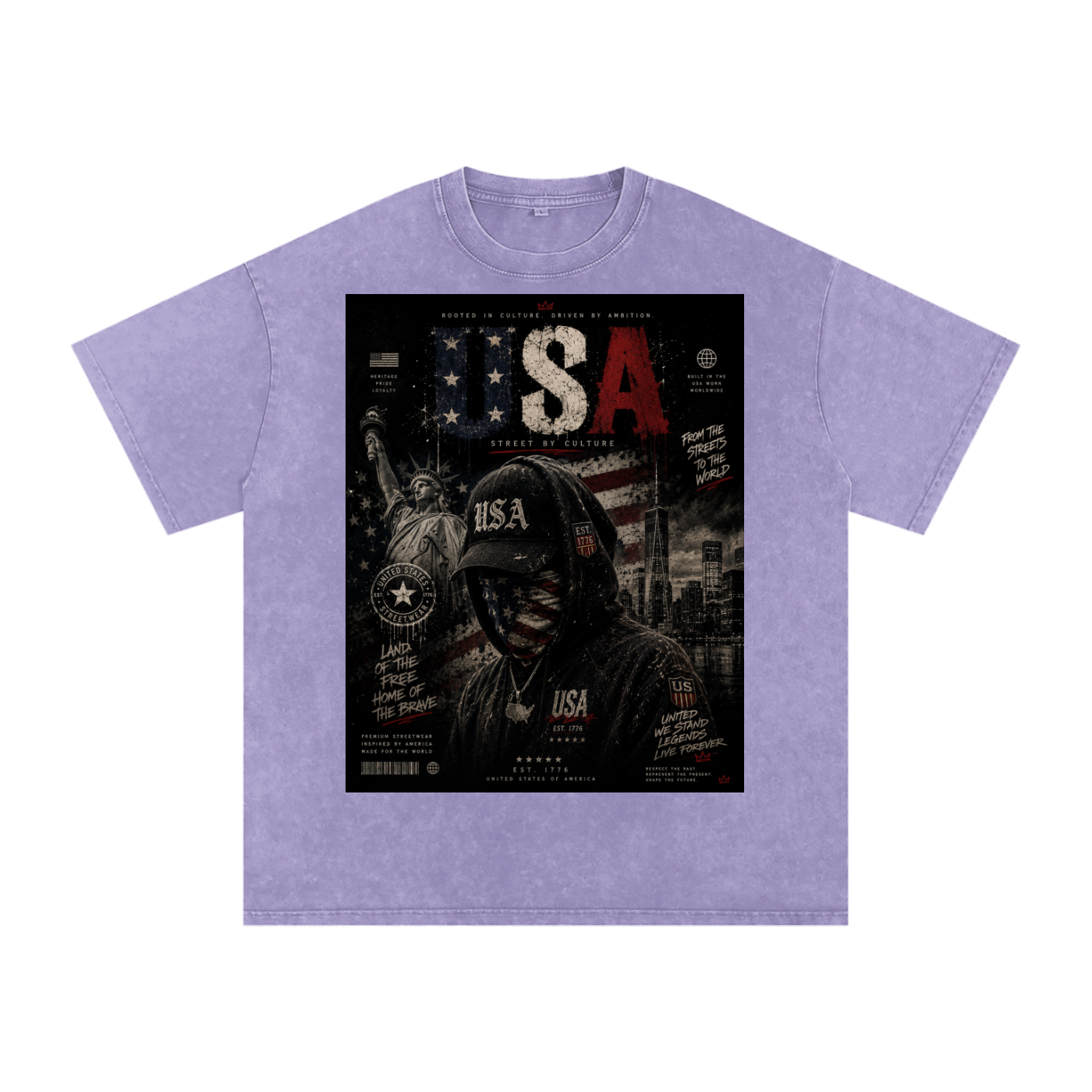 SHOPHOODIE USA DREAMER-Snow Washed Oversized Cotton T-Shirt
