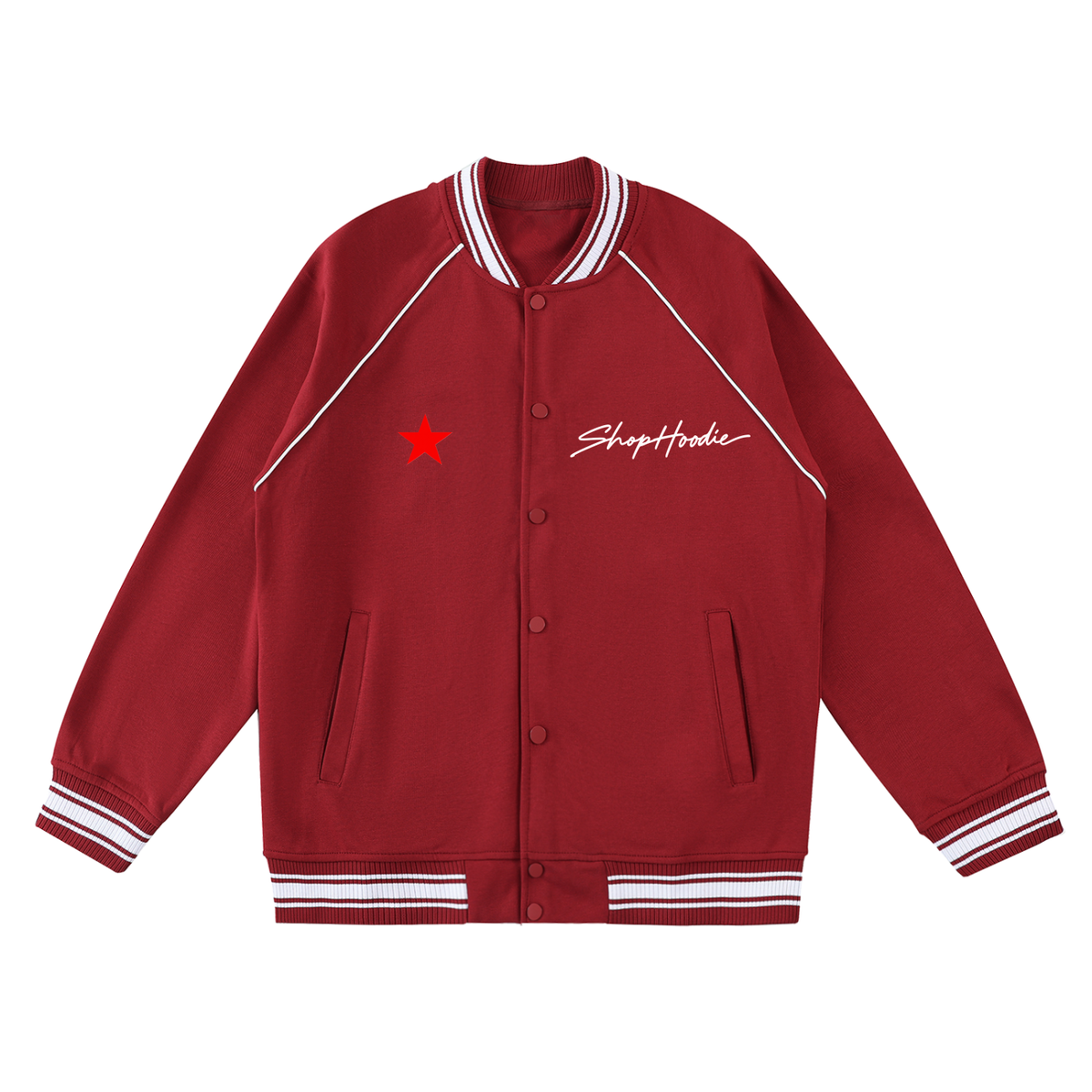 SHOPHOODIE® AVANT SH SIGNATURE Contrast Trim Raglan Varsity Jacket – product image 7