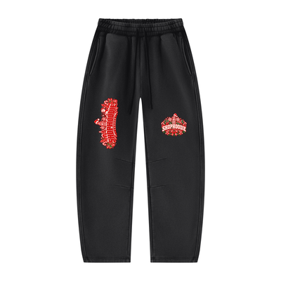 SHOPHOODIE® LONDON Christmas Vintage-Wash Barrel-Leg Fleece Sweatpants — 390 GSM