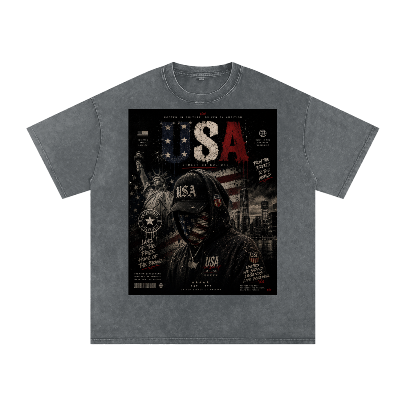 SHOPHOODIE USA DREAMER-Snow Washed Oversized Cotton T-Shirt