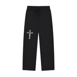 SHOPHOODIE CRUCIFIX Solid Color Straight-Leg Sweatpants