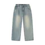 SHOPHOODIE® BLANK Men's Vintage-Wash Wide-Leg Denim Jeans — 470 GSM