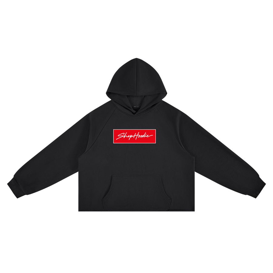 SHOPHOODIE® AVANT BOX LOGO Vintage Wash Raw Edge Boxy Hoodie — 350 GSM