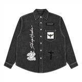 SHOPHOODIE® LONDON Unisex Vintage Wash Denim Shirt — 320 GSM