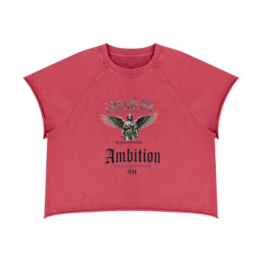 SHOPHOODIE® AMBITION DREAM ON Unisex Vintage Wash Raw-Edge T-Shirt — 320 GSM