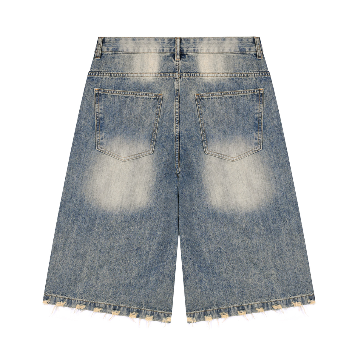 SHOPHOODIE® LONDON BLANK 430 GSM men's sunfade distressed wide-leg denim shorts — product image 4