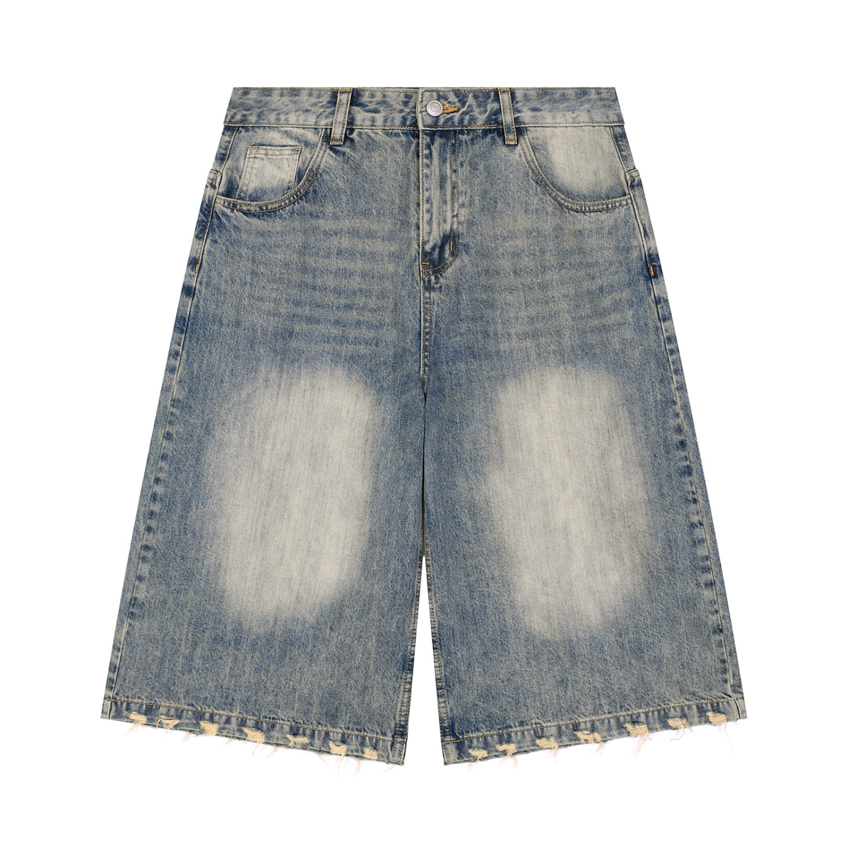 SHOPHOODIE® LONDON BLANK 430 GSM men's sunfade distressed wide-leg denim shorts — product image 3