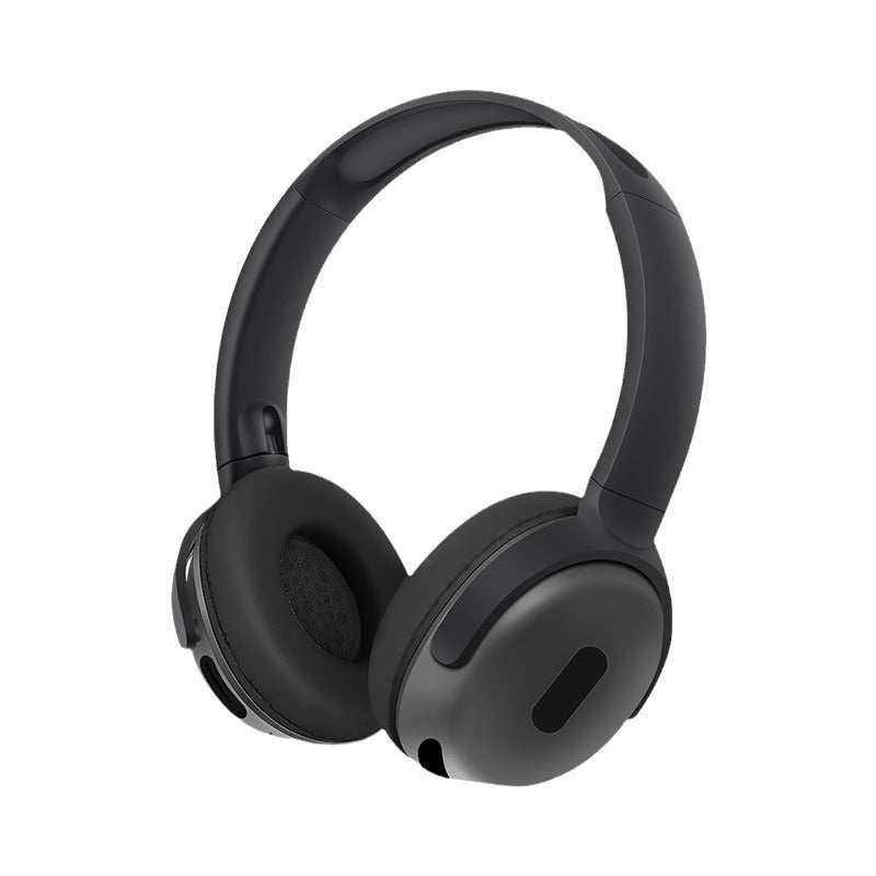 Black headphones on a white background