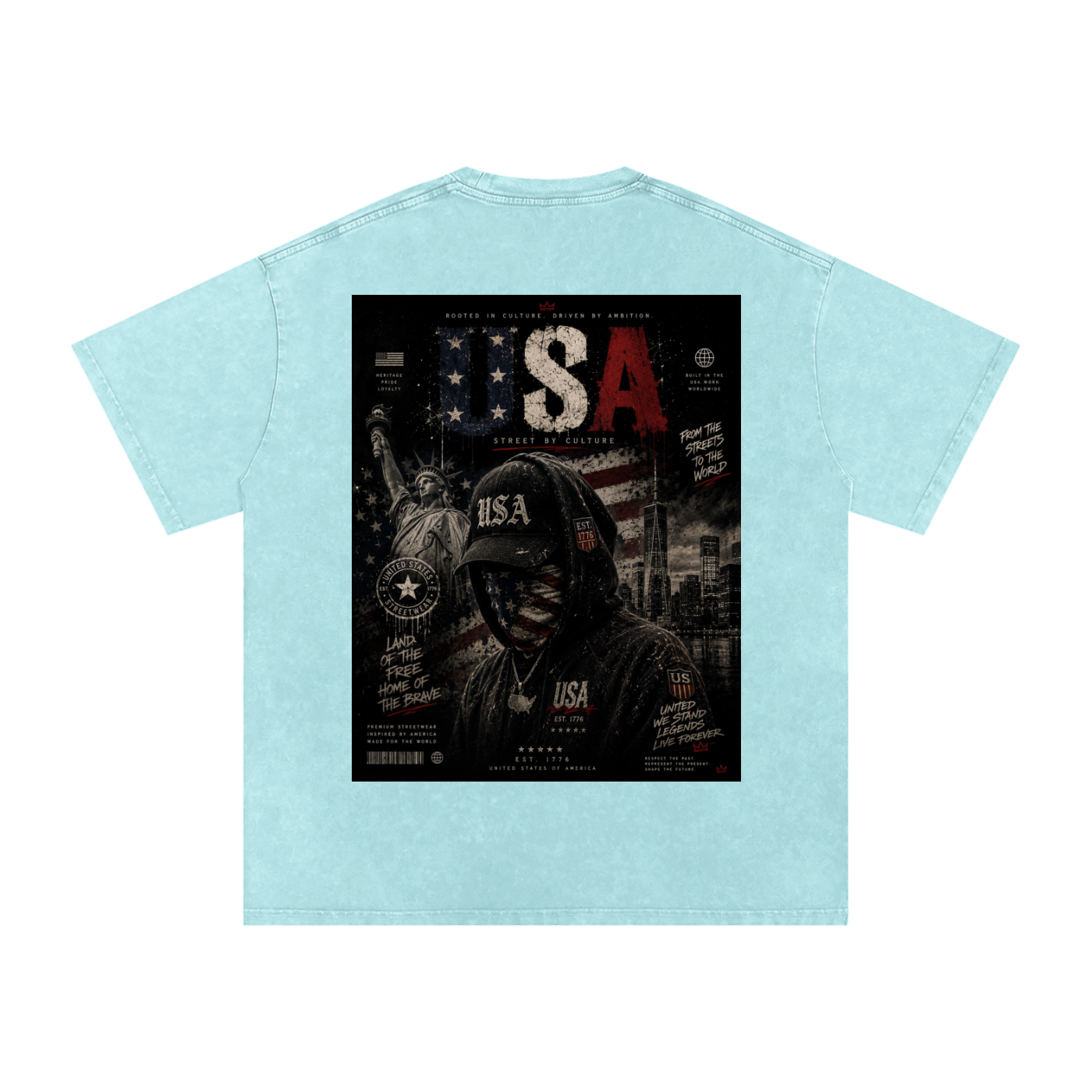 SHOPHOODIE USA DREAMER-Snow Washed Oversized Cotton T-Shirt