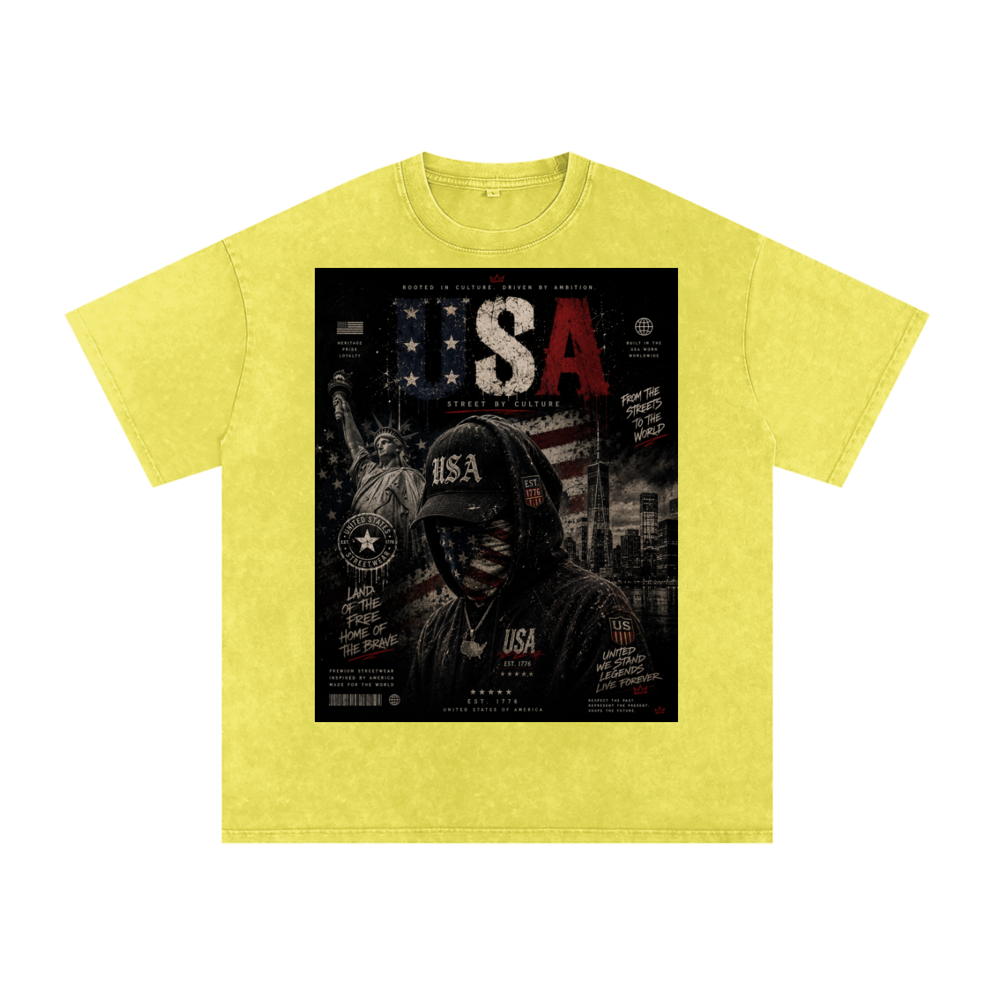 SHOPHOODIE USA DREAMER-Snow Washed Oversized Cotton T-Shirt