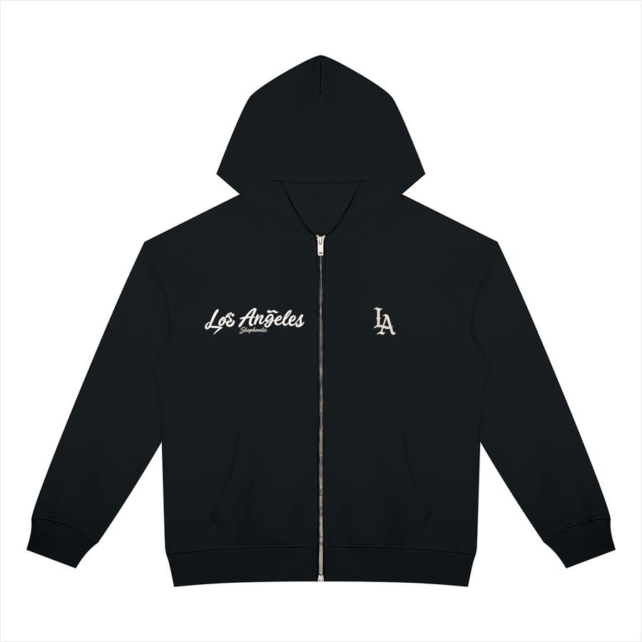 SHOPHOODIE® LOS ANGELES CITY OF ANGELS LA Heavyweight Full-Zip Hoodie — 420 GSM