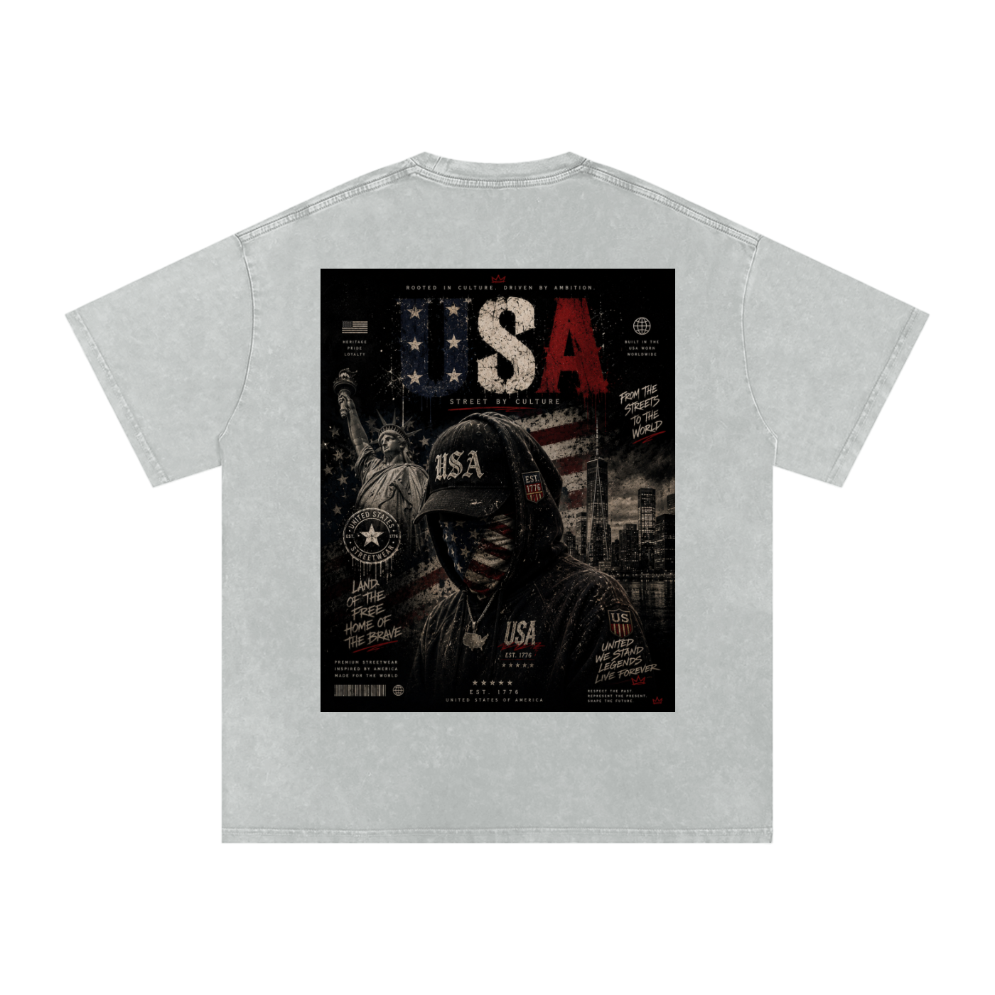 SHOPHOODIE USA DREAMER-Snow Washed Oversized Cotton T-Shirt