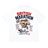 SHOPHOODIE BRITISH MARATHON Streetwear Loose Drop Shoulder T-Shirt