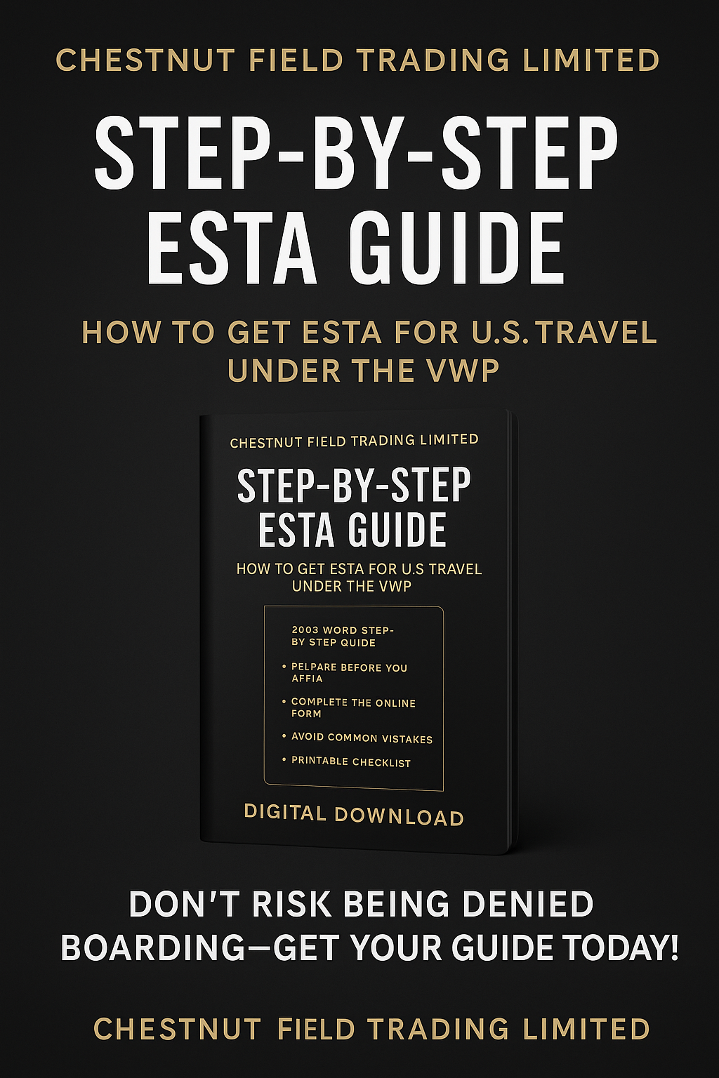 Step-by-step ESTA guide for U.S. travel under VWP on a black background