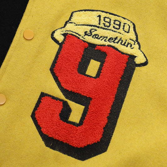 Men's Loose Color Contrast Patchwork Bomber Jacket