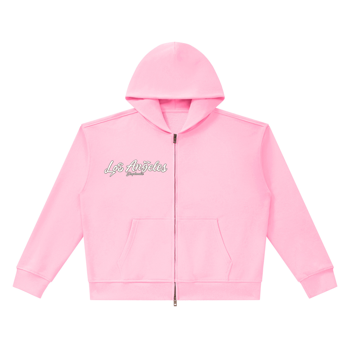 SHOPHOODIE® LOS ANGELES heavyweight full-zip boxy hoodie — 420 GSM, 100% cotton — product view 7