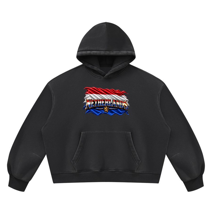 SHOPHOODIE® NETHERLANDS Vintage Wash Boxy Fleece Hoodie — 390 GSM