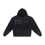 SHOPHOODIE® SH SIGNATURE Hand-Frayed Sunfade Zip Hoodie — 420 GSM