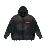 SHOPHOODIE AVANT BOX LOGO Distressed Full Zip Hoodie-760 GSM