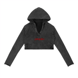 SHOPHOODIE® Vintage Washed Raw Edge Hoodie & Red Dripping Jogged Sweatpants Complete Set