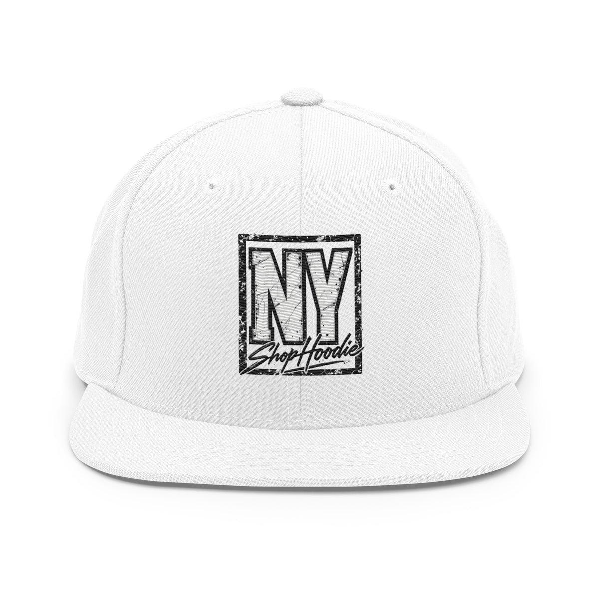 SHOPHOODIE® Embroidered Structured Snapback Hat – White