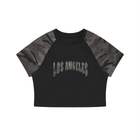 Shophoodie Women’s Camo LOS ANGELES GOTHIC Raglan Crop T-Shirt