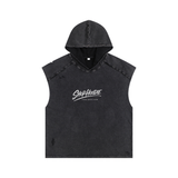 Snow Washed Boxy Hooded Tank Top von Shop Hoodie