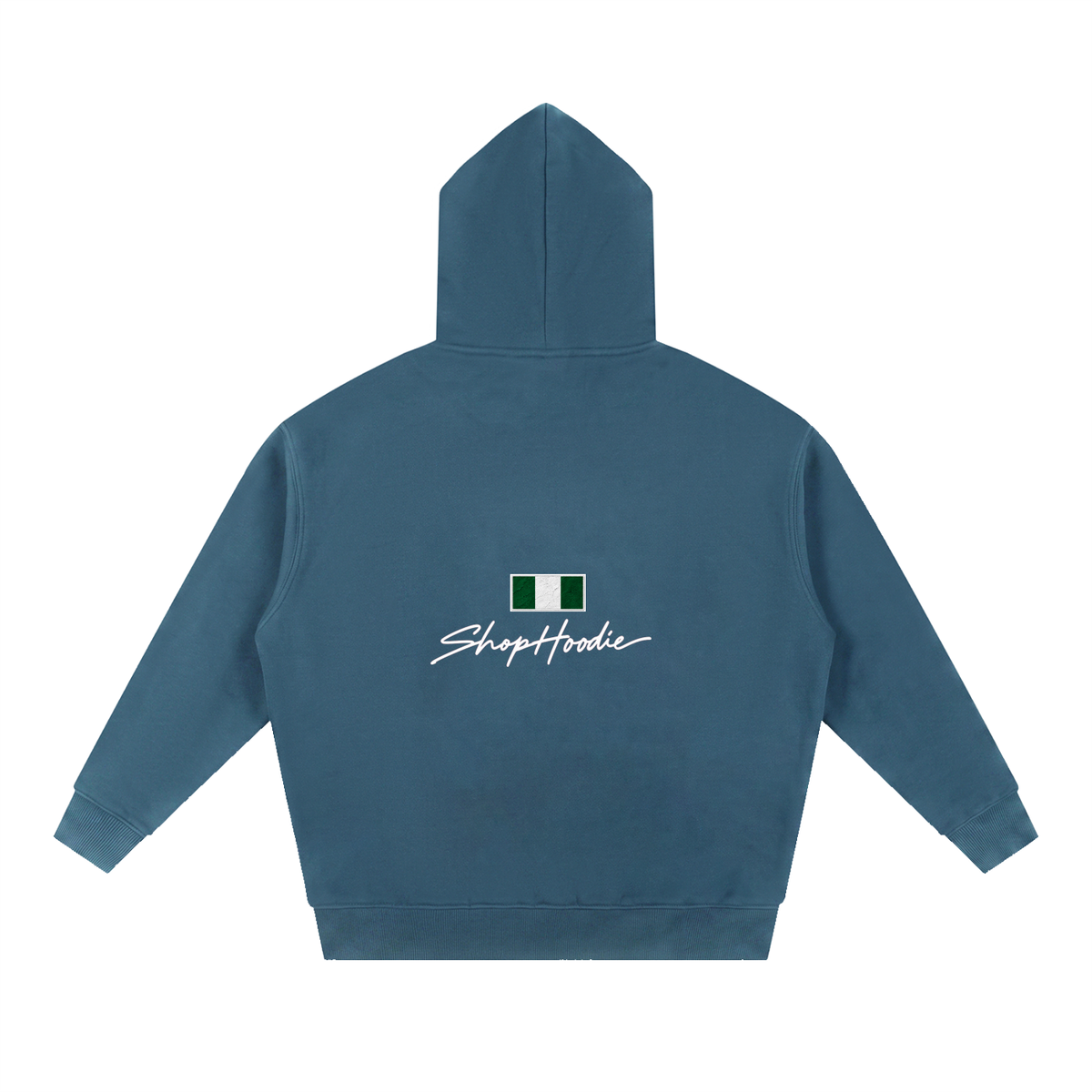 SHOPHOODIE® NIGERIA FLAG Oversized Boxy Fleece Hoodie — 345 GSM — view 14