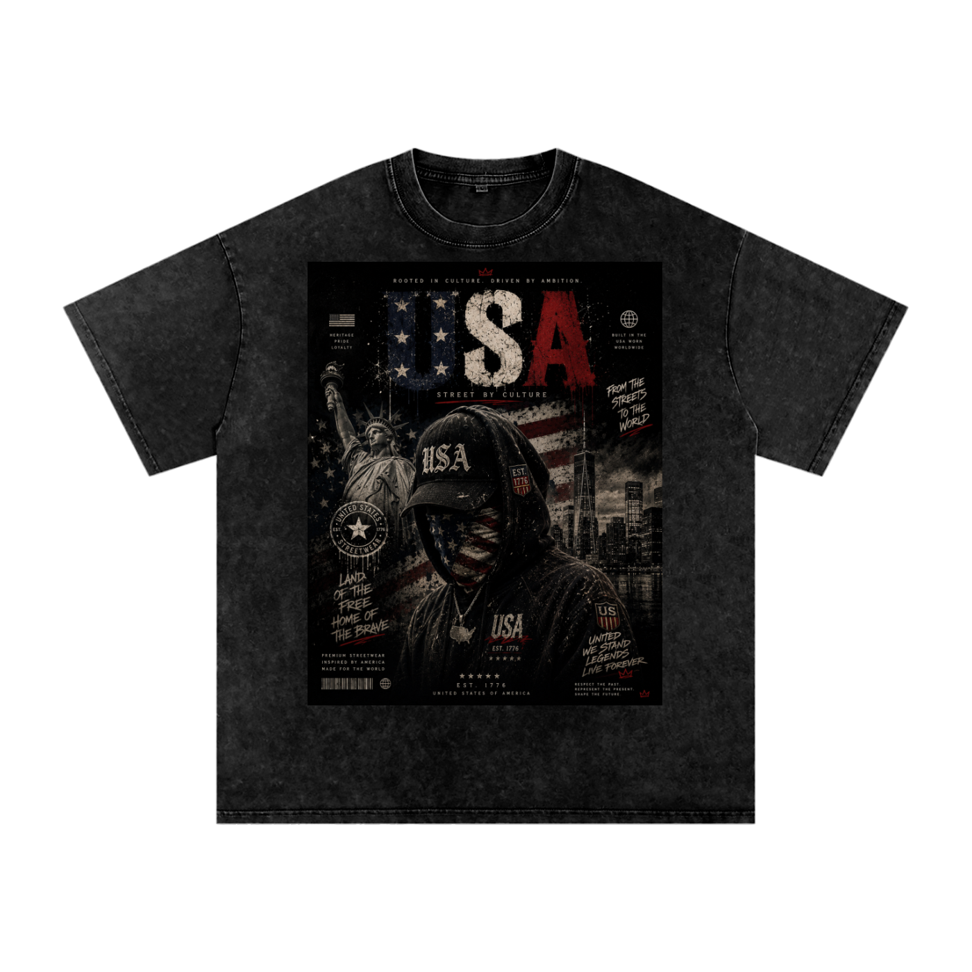 SHOPHOODIE USA DREAMER-Snow Washed Oversized Cotton T-Shirt