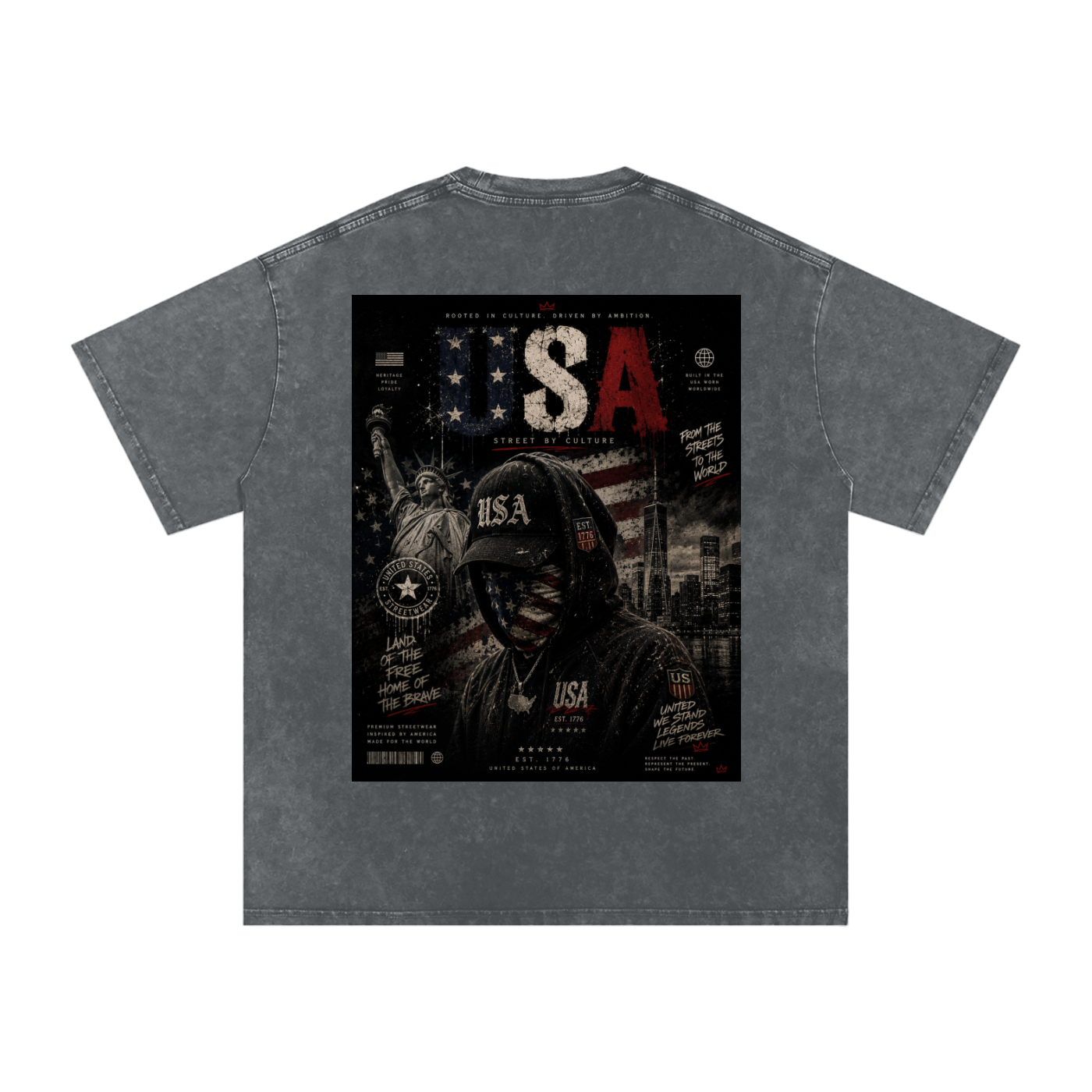 SHOPHOODIE USA DREAMER-Snow Washed Oversized Cotton T-Shirt