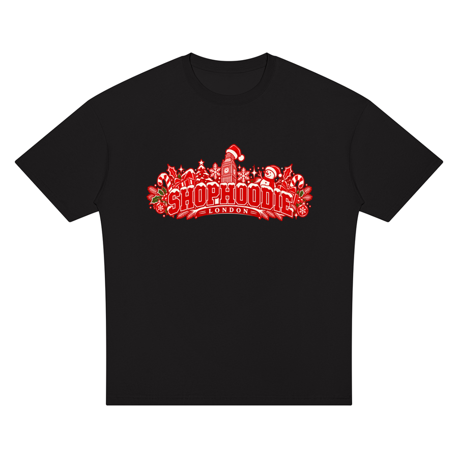 SHOPHOODIE® LONDON Christmas Unisex Oversized Drop-Shoulder T-Shirt — 200 GSM