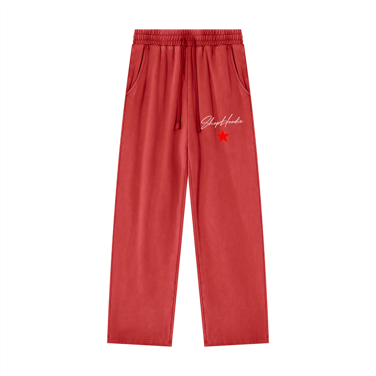 SHOPHOODIE® SIGNATURE Heavyweight Vintage Wash Sweatpants in Washed Red, bottom half of the complete set