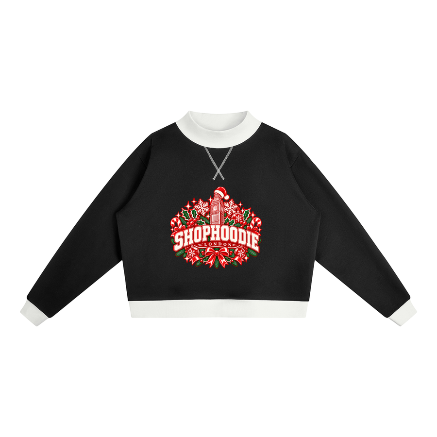 SHOPHOODIE® LONDON Christmas Women's Mock-Neck Sweatshirt — 350 GSM