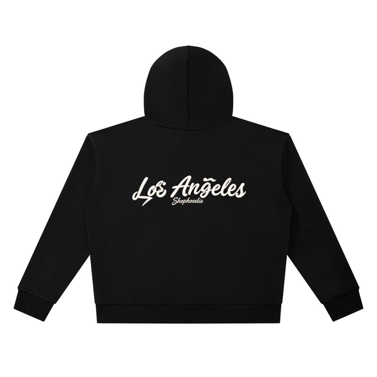 SHOPHOODIE® LOS ANGELES heavyweight full-zip boxy hoodie — 420 GSM, 100% cotton — product view 2