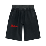 SHOPHOODIE Unisex Vintage Wash Distressed Wide Leg Shorts