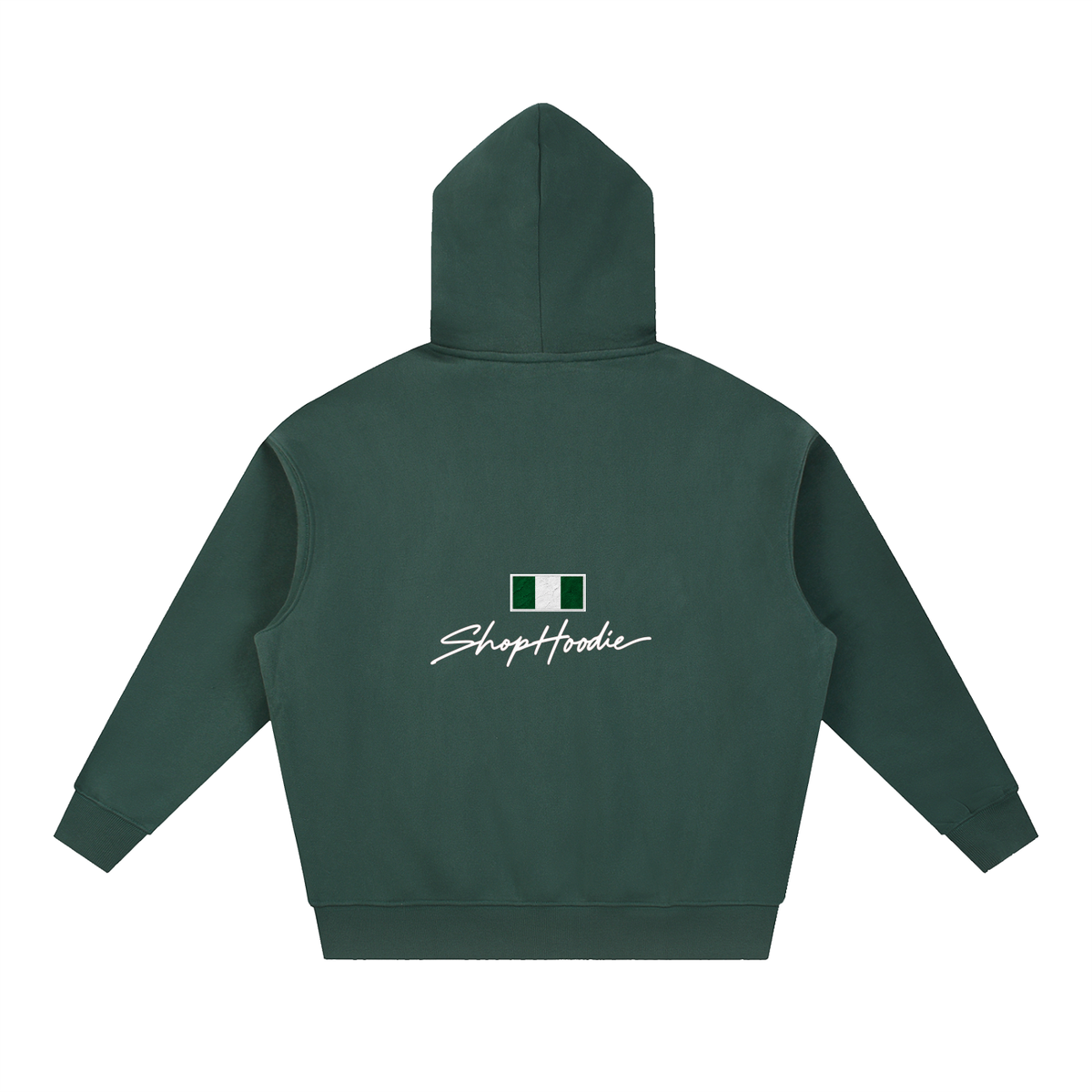 SHOPHOODIE® NIGERIA FLAG Oversized Boxy Fleece Hoodie — 345 GSM — view 4