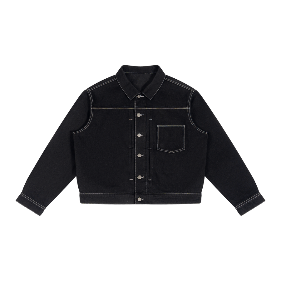SHOPHOODIE® BLANK Men's Boxy Vintage-Wash Denim Jacket — 428 GSM