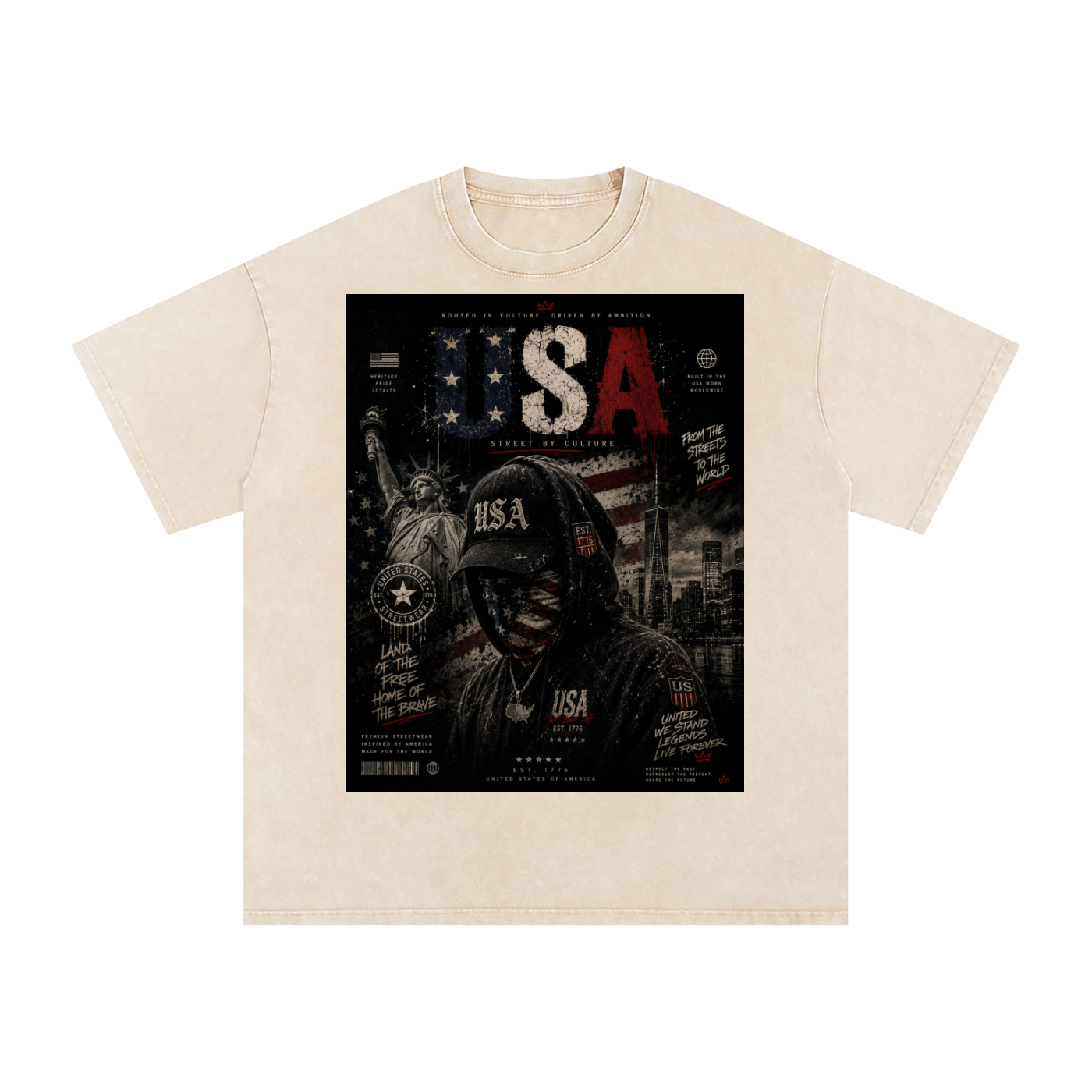 SHOPHOODIE USA DREAMER-Snow Washed Oversized Cotton T-Shirt
