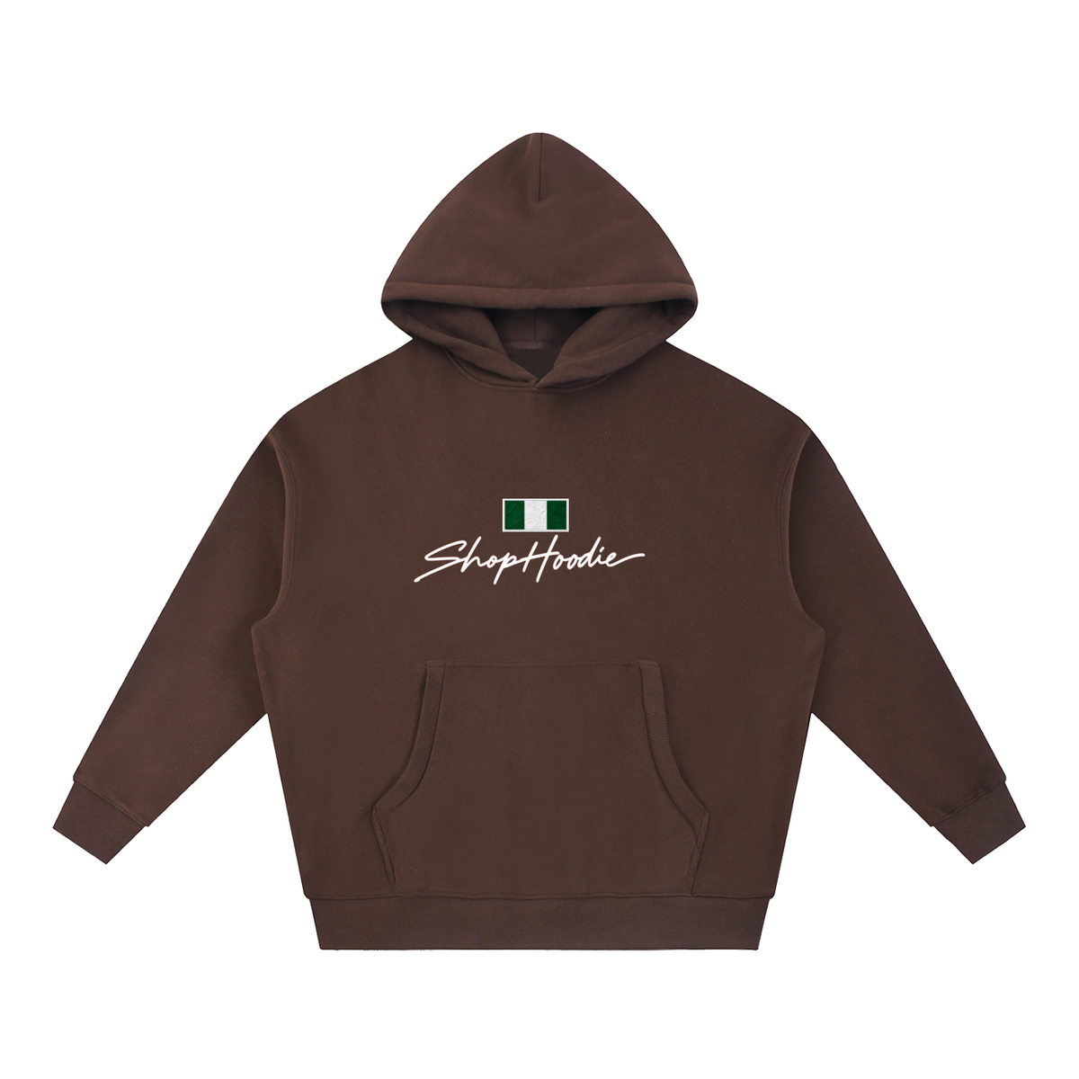 SHOPHOODIE® NIGERIA FLAG Oversized Boxy Fleece Hoodie — 345 GSM — view 9