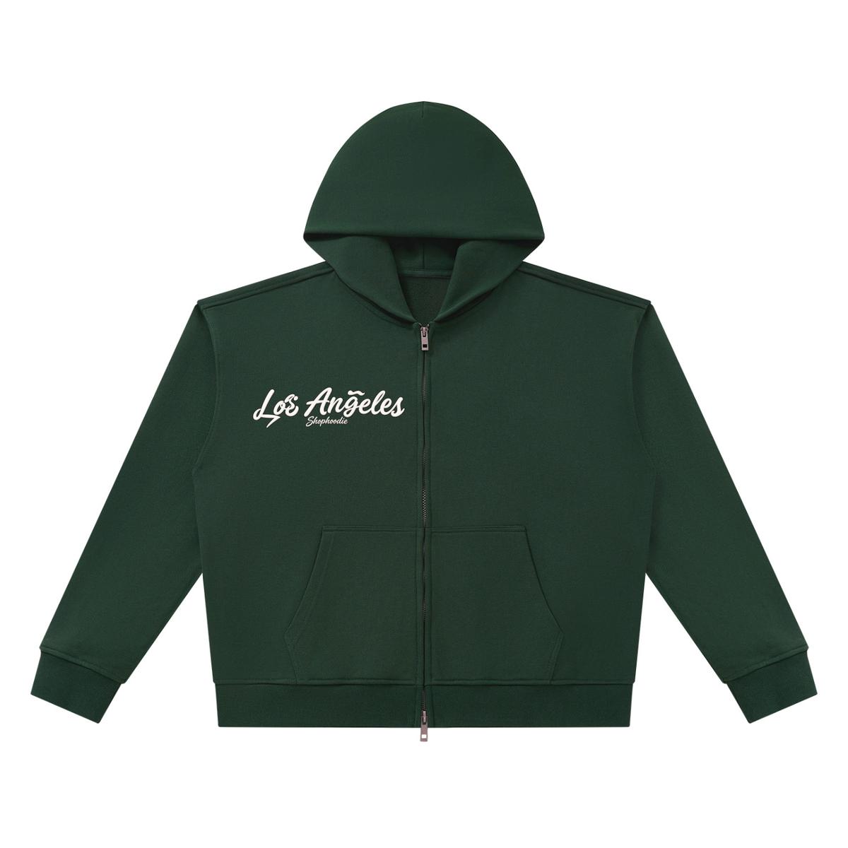 SHOPHOODIE® LOS ANGELES heavyweight full-zip boxy hoodie — 420 GSM, 100% cotton — product view 13