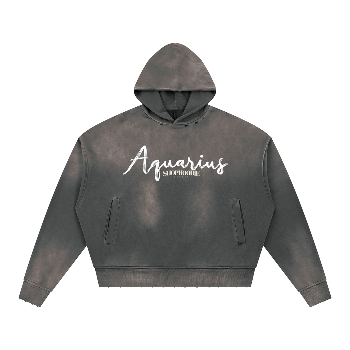 SHOPHOODIE® LONDON AQUARIUS 370 GSM sunfade distressed boxy hoodie — product image 7