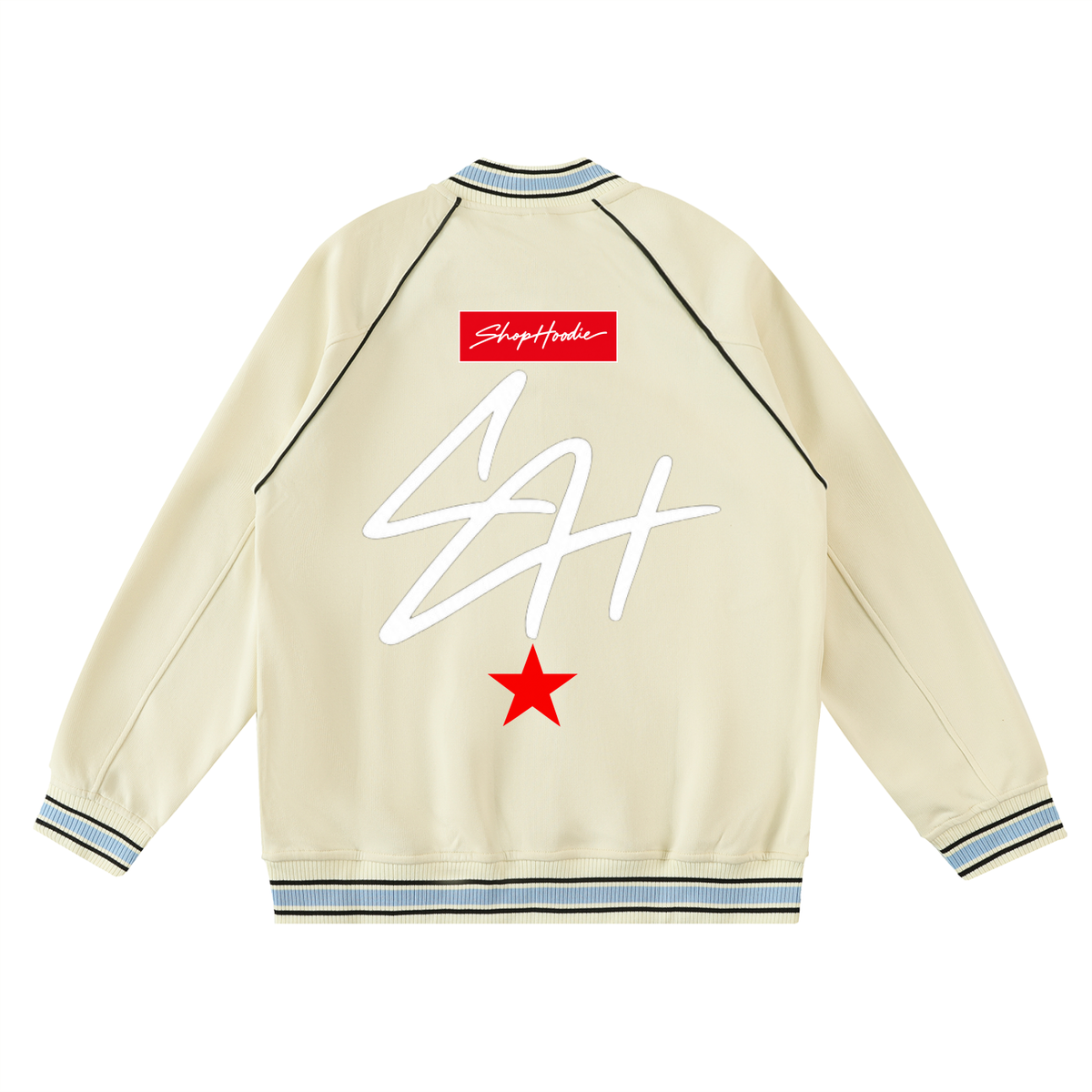 SHOPHOODIE® AVANT SH SIGNATURE Contrast Trim Raglan Varsity Jacket – product image 4