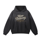 SHOPHOODIE® KEEP BELIEVING Heavyweight Sunfade Oversized Hoodie — 400 GSM